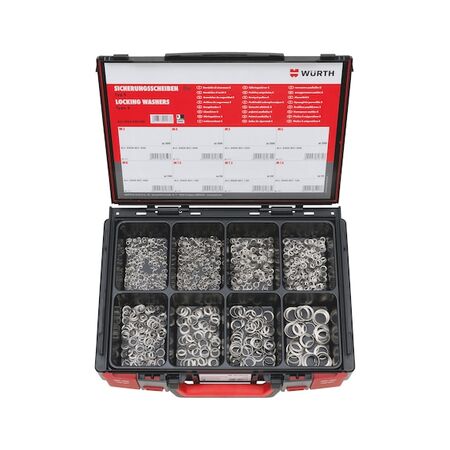 Type S Lock Washer Assortment | 1225 Pieces | A2 Stainless Steel | Belleville Washer Shape | by Wurth