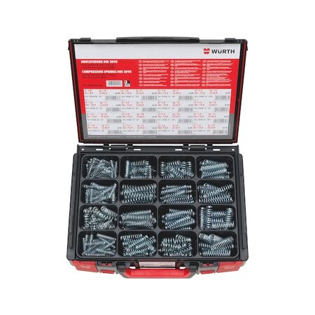 Compression Spring Assortment 335 Pieces | Zinc Plated & RoHS Compliant | DIN 2095 Standard | by Wurth