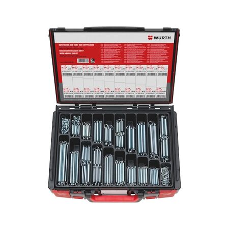 Tension Springs Assortment | 368 Pieces | Zinc Plated & Blue Passivated | DIN 2097 Compliant | by Wurth