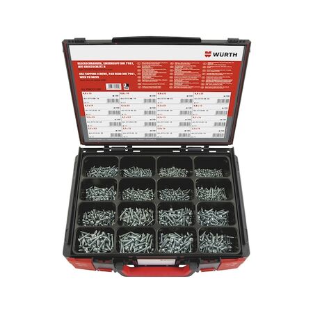 Tapping Screws Pan Head DIN 7981 | Zinc Plated Assortment | 1600 Pieces | by Wurth