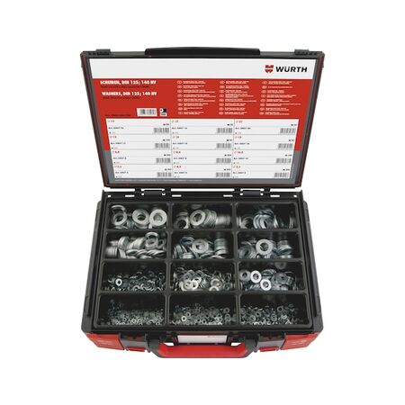 Flat Washers Assortment WSH SYSKO DIN125 A2K | 1425 Pieces | Zinc Plated Steel | by Wurth