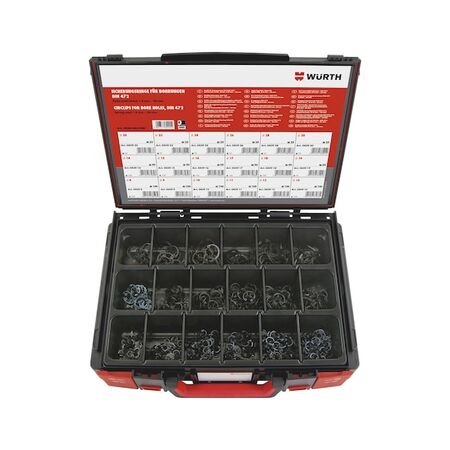 Circlips for Bores Assortment | 1050 Pieces | DIN 472 Standard | Spring Steel | Phosphated Finish | by Wurth