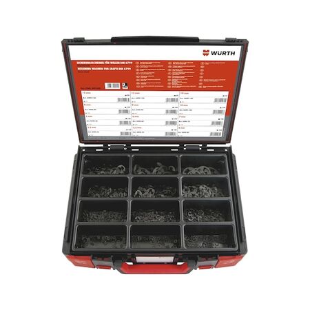 Lock Washers for Shafts Assortment | DIN 6799 Compliant | 985 Pieces | Plain Steel | by Wurth