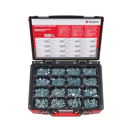 Countersunk Head Screw Assortment | 1140 Pieces | Zinc Plated & Hexalobular Drive | by Wurth