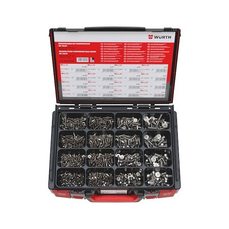 Countersunk Head Screw Assortment | 1075 Pieces | ISO 10642 Compliant | A2 Stainless Steel | by Wurth