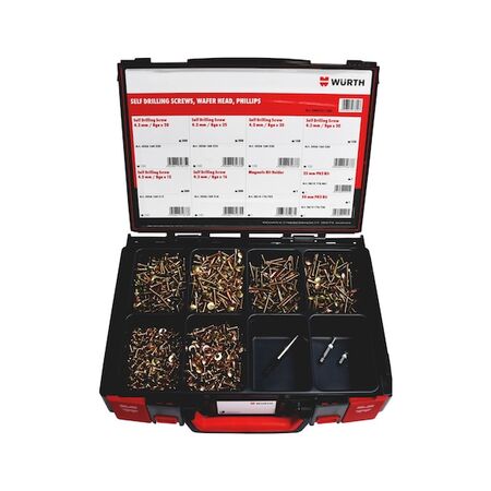 Button Head Self Drilling Screw Assortment | 1,503 Pieces | Stainless Steel A2C | PH2 Drive Type | by Wurth