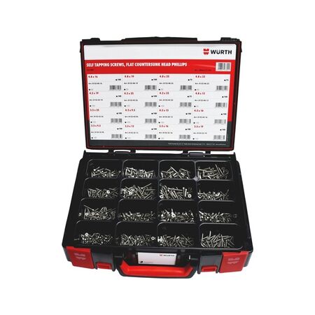 Self Tapping Screws Countersunk Head Assortment | 1600 Pieces | A2 Stainless Steel | Phillips Drive | by Wurth
