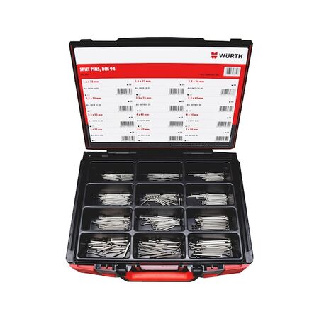 Split Pins Assortment | 250 Pieces | A2 Stainless Steel | DIN 94 Standard | by Wurth