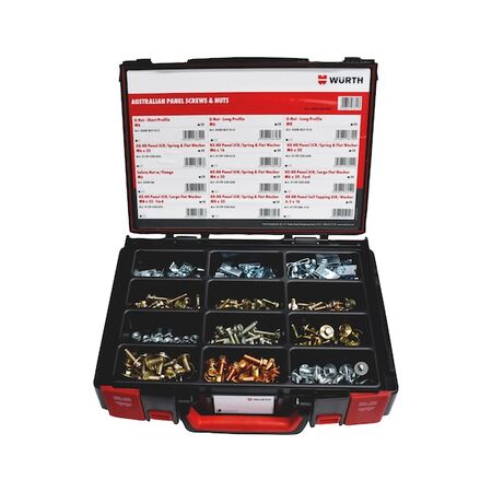 Australian Panel Screws and Nuts Assortment | 300 Pieces | Stainless Steel A2K | Organized System Case | by Wurth