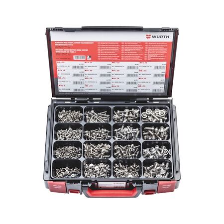 Screw Assortment | Half Round Head with Collar | Hexagon Socket | 1000 Pieces | by Wurth