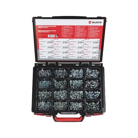 Screw Assortment | Flattened Half Round Head with Collar | Zinc Plated | Strength Class 10.9 | @Pack of 1000 | by Wurth