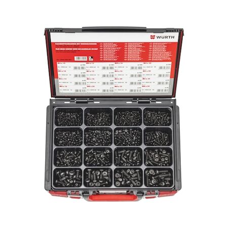 Flat Head Screw Assortment | 1060 Pieces | Zinc Nickel Coated | High Strength | by Wurth