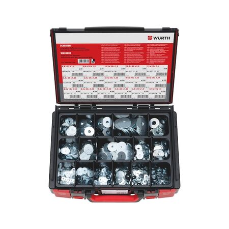 Wing Repair Washer Assortment | 1400 Pieces | Zinc-Plated Steel | Blue Passivated Finish | by Wurth