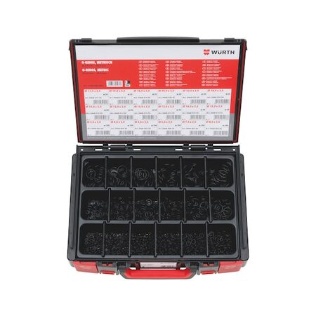 O Ring Metric Assortment | 1050 Pieces | NBR Material | -30°C to +100°C Temperature Resistance | by Wurth