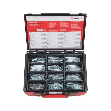 Split Pin Assortment 1775 pcs | Zinc-Plated Steel | ISO 1234 Compliant | @1 PCS | by Wurth