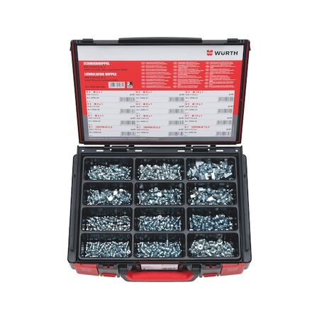 Grease Nipple Assortment DIN 71412 | Zinc-Plated Steel | 600 Pieces | by Wurth