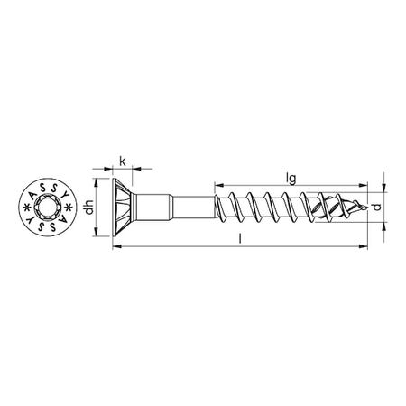 ASSY 4 CSMP HO Universal Screw | Zinc Plated | Countersunk Milling Pocket Head | RW20 Drive | @Pack of 100 | by Wurth