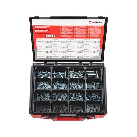 Set Screws Assortment 1000 Pieces | Galvanised Steel | Hexagon Socket Drive | ISO 4026 Compliant | by Wurth