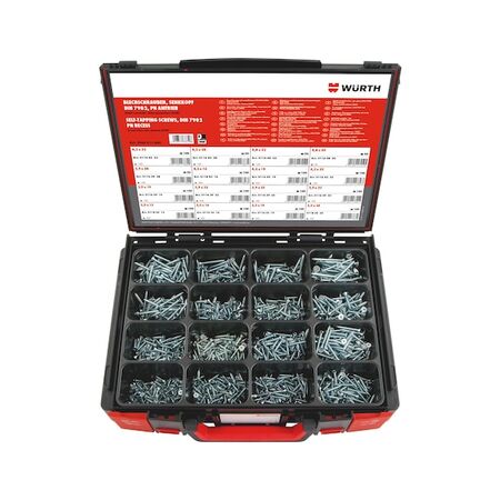 Tapping Screws Countersunk Head DIN 7982 | Zinc Plated | 1400 Piece Assortment | by Wurth