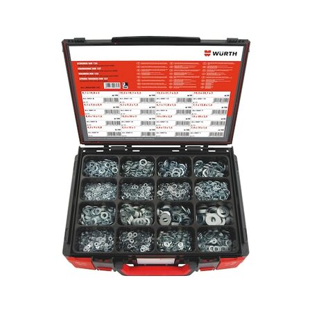 Washer and Lock Washer Assortment | 1400 Pieces | Zinc-Plated Steel | Blue Passivated Finish | @1 of 1 | by Wurth