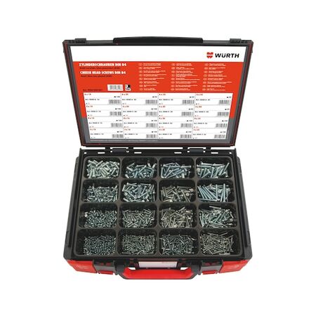 Slotted Cheese Head Screw Assortment | Zinc Plated Steel | 1350 Pieces | by Wurth