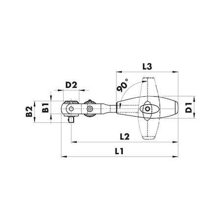 1/4 Inch Ball Head Ratchet 3 in 1 | 72 Teeth & 270° Rotatable Joint | Adjustable T-Handle | by Wurth