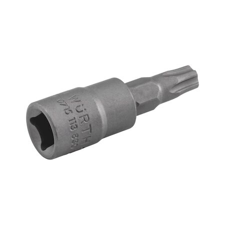 1/4 Inch Socket TX IPR | Internal Square Drive | TX25 Tip | Zinc Phosphated Finish | by Wurth