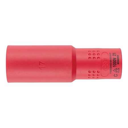 VDE 3/8 Inch Socket Wrench | Insulated for Live Parts | 17mm Chrome-Vanadium Steel | by Wurth