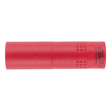 VDE 3/8 Inch Socket Wrench | Insulated for Live Electrical Work | Chrome-Vanadium Steel | 14mm | by Wurth