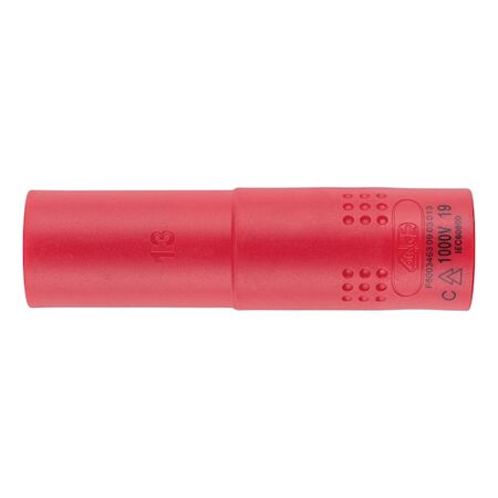 VDE 3/8 Inch Socket Wrench | Insulated for Live Electrical Work | Chrome-Vanadium Steel | 13mm | by Wurth