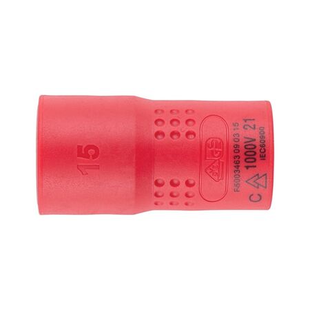 VDE 3/8 Inch Socket Wrench | Insulated for Live Electrical Work | Chrome-Vanadium Steel | Short Design | by Wurth