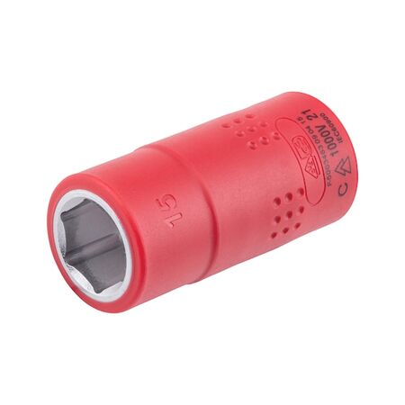 VDE 1/2 Inch Insulated Socket Wrench | Safe for Live Electrical Work | Chrome-Vanadium Steel | Short Design | @PCS by Wurth