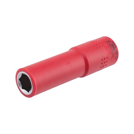 VDE 1/2 Inch Socket Wrench | Insulated for Live Parts | Chrome-Vanadium Steel | 13mm Width | by Wurth