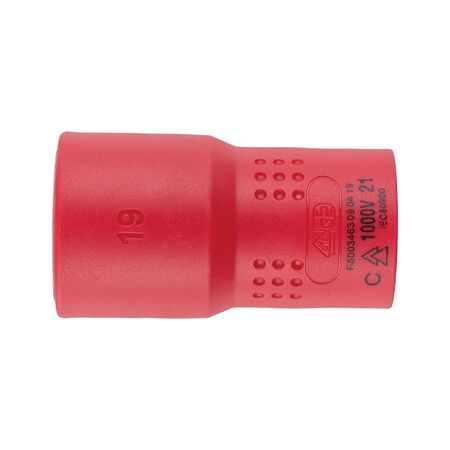 VDE 1/2 Inch Insulated Socket Wrench | Safe for Live Electrical Work | Chrome-Vanadium Steel | Short Design | @PCS by Wurth