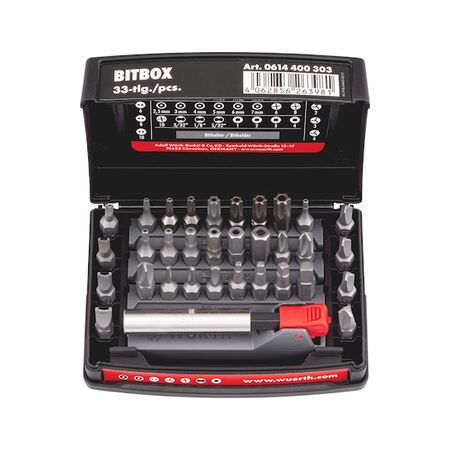 Bit Box Size 3 | 33 Pieces | Safety Bits & Compact Storage | by Wurth