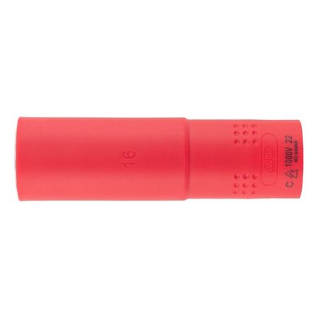 VDE 1/2 Inch Socket Wrench | Insulated for Live Electrical Work | Chrome-Vanadium Steel | 16mm Width | by Wurth