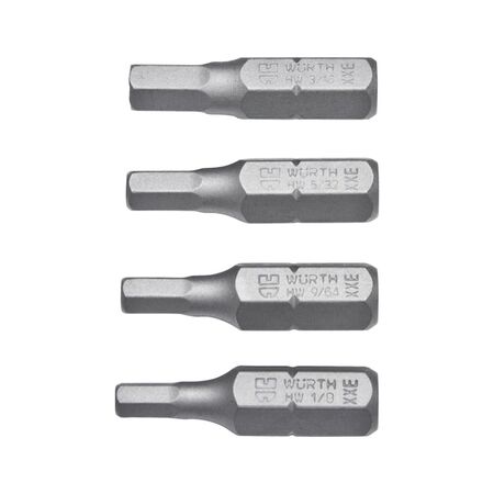 Hexagon Socket Bit Assortment | 4 Imperial Sizes | Durable Construction | by Wurth