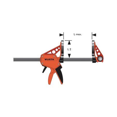 One-Handed Clamp | 150 mm Max Clamping Width | 1500 N Tension Force | Ergonomic Handle | by Wurth