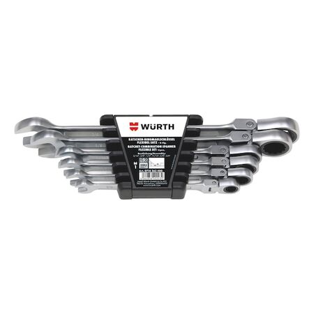 Inch Ratchet Combination Wrench Set | POWERDRIV Drive | 72 Teeth | Chrome-Plated Satin Matt Finish | @Pack of 6 | by Wurth