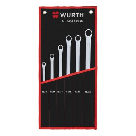 Metric Double Box End Wrench Set | Extra Long Design | Chrome-Vanadium Steel | 6 Pieces | by Wurth