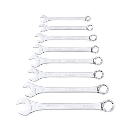 Inch Combination Wrench Set | 8 Pieces | Bi-Hex POWERDRIV Drive | Chrome Plated | @1 of 1 | by Wurth
