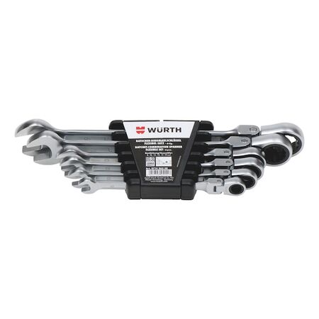 Metric Ratcheting Combination Wrench Set | 6 Pieces | POWERDRIV Drive | 180° Joint Flexibility | by Wurth