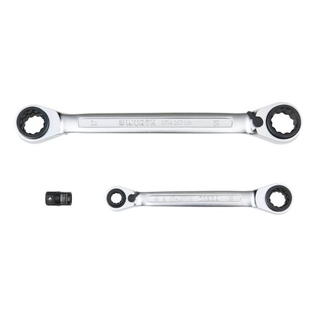 Metric Ratcheting Double Box End Wrench Set | 72 Teeth Mechanism | POWERDRIV Drive | Chrome-Plated | @Pack of 3 | by Wurth