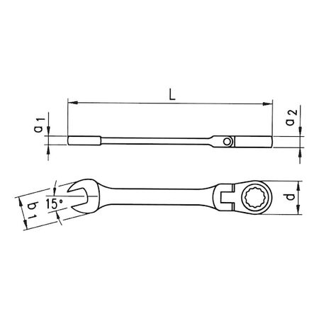 Metric Ratchet Combination Wrench | Flexible Ratchet Head | POWERDRIV® | 46 Nm Torque | by Wurth