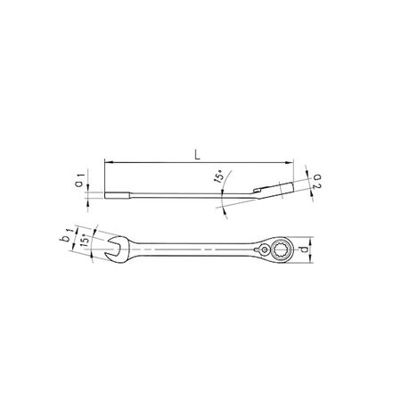 Ratchet Combination Wrench | Multi Profile for Five Screw Heads | 15° Offset & 72 Teeth | Chrome Plated | by Wurth