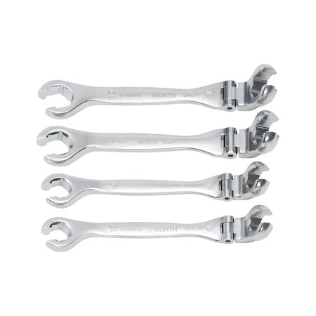 Metric Double End Flare Nut Wrench Set | 4 Pieces | POWERDRIV Drive | Chrome-Plated | by Wurth