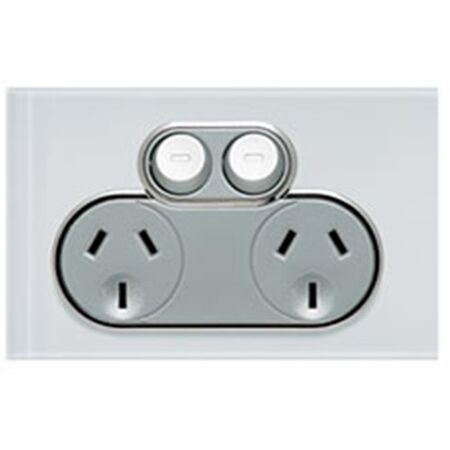 Clipsal Saturn Series Double Switch Power Point 250V, 10A | Pure White