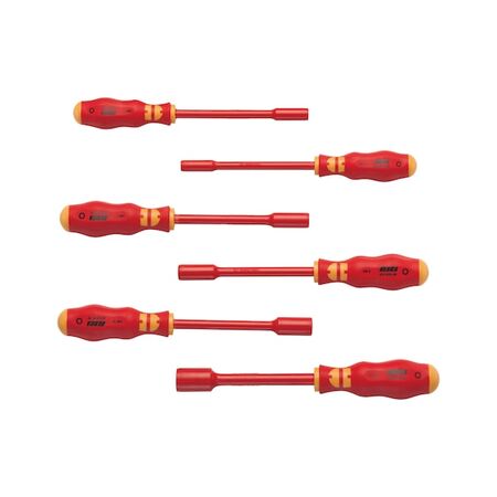 VDE Screwdriver Set for Hexagon Drive | 6 Pieces | Insulated Black Oxide Blades | DIN Compliant | by Wurth
