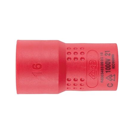 VDE 3/8 inch socket wrench, metric, hexagon, short