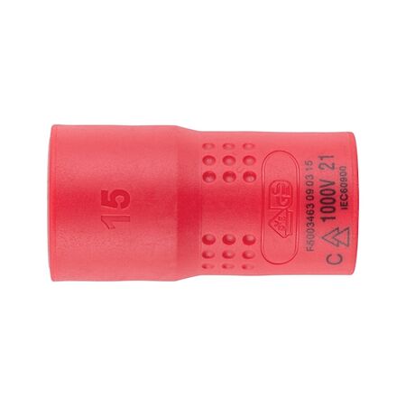 VDE 3/8 inch socket wrench, metric, hexagon, short